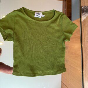 Pre-loved 70's Green Princess Polly Cropped Ribbed T - Size 2